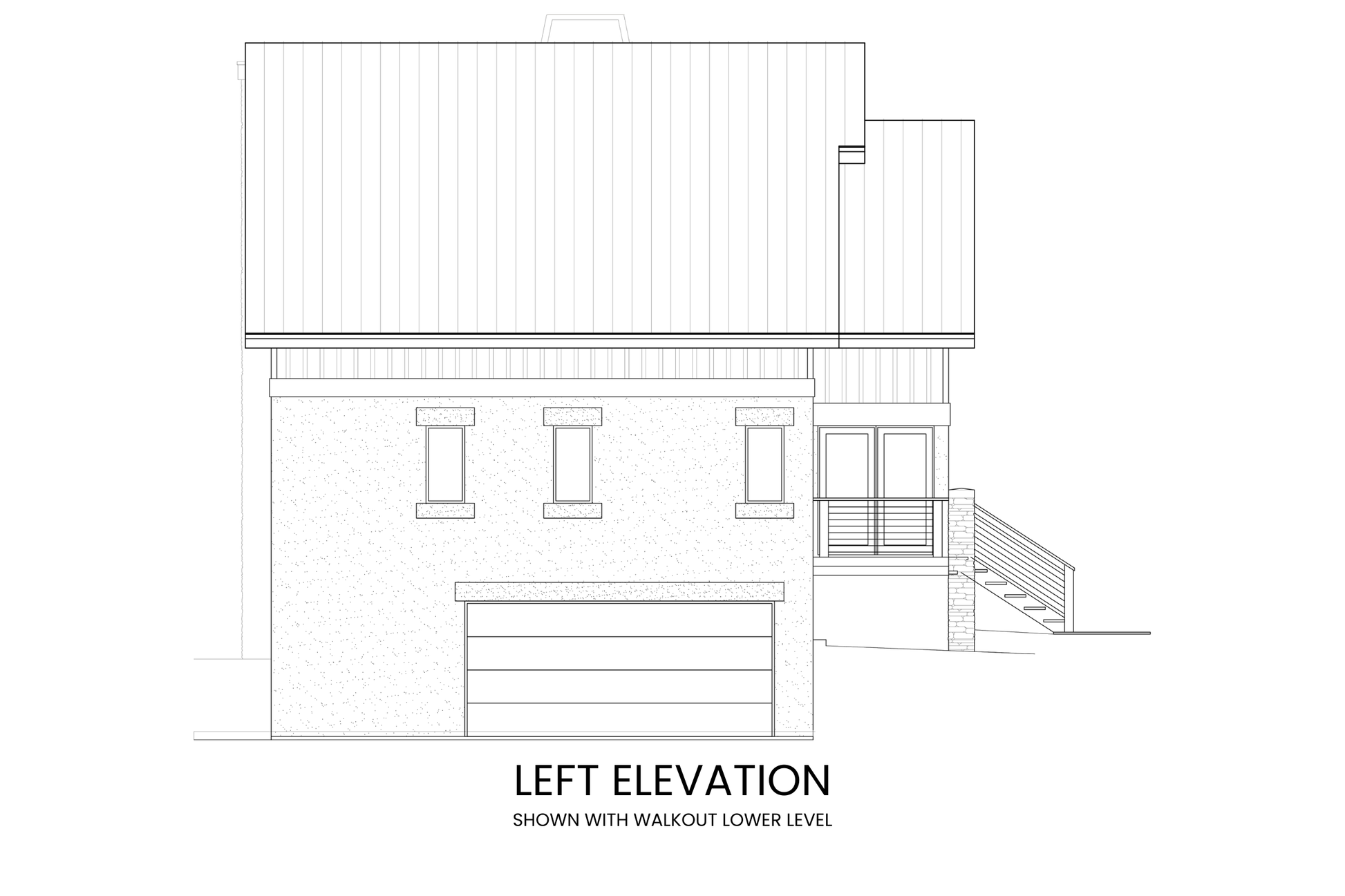 Left side elevation of Alpine Sorrel, showing the side profile with garage access and window placements.