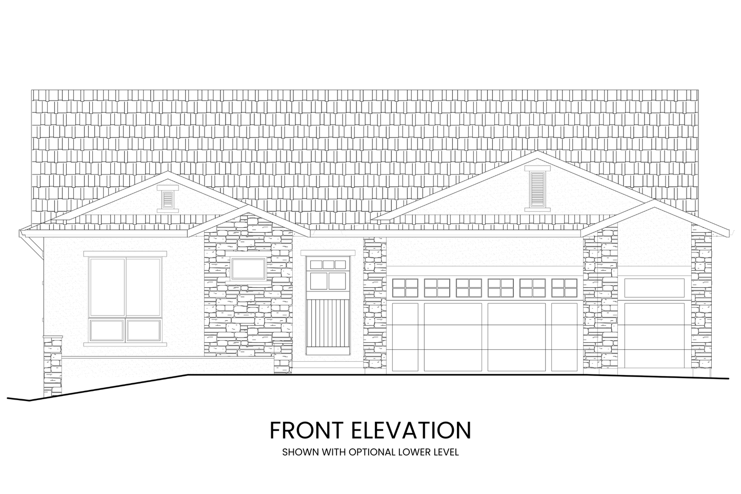Three-Bedroom-Ranch-House-Plan-with-Lower-Level-Expansion-Front-Elevation-Rocky-Mountain-Plan-Company-Vail-Pass