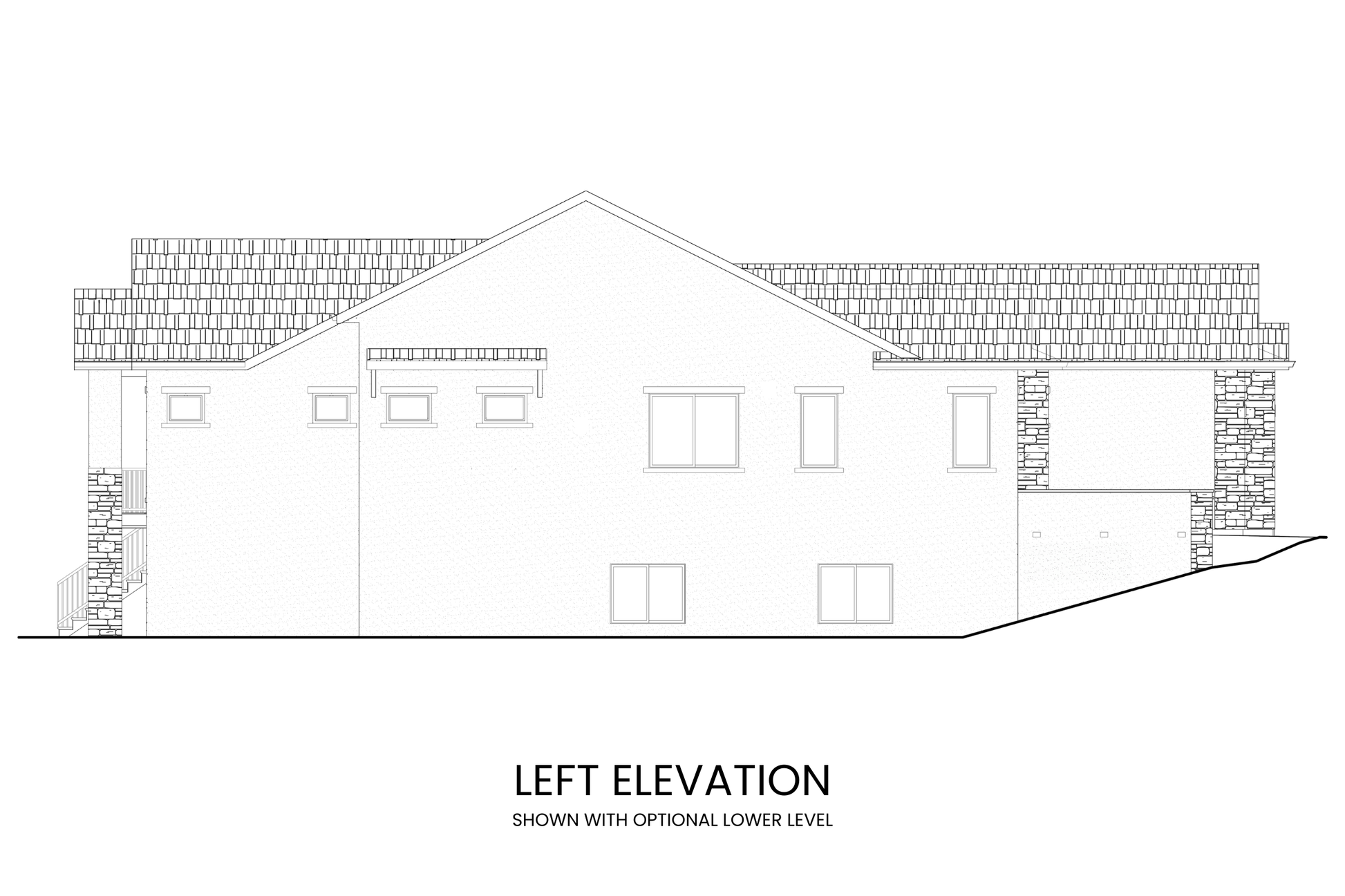 Three-Bedroom-Ranch-House-Plan-with-Lower-Level-Expansion-Left-Elevation-Rocky-Mountain-Plan-Company-Vail-Pass