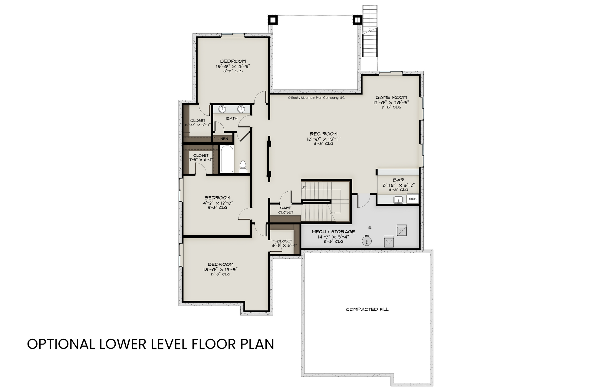Three-Bedroom-Ranch-House-Plan-with-Lower-Level-Expansion-Lower-Level-Floor-Plan-Rocky-Mountain-Plan-Company-Vail-Pass