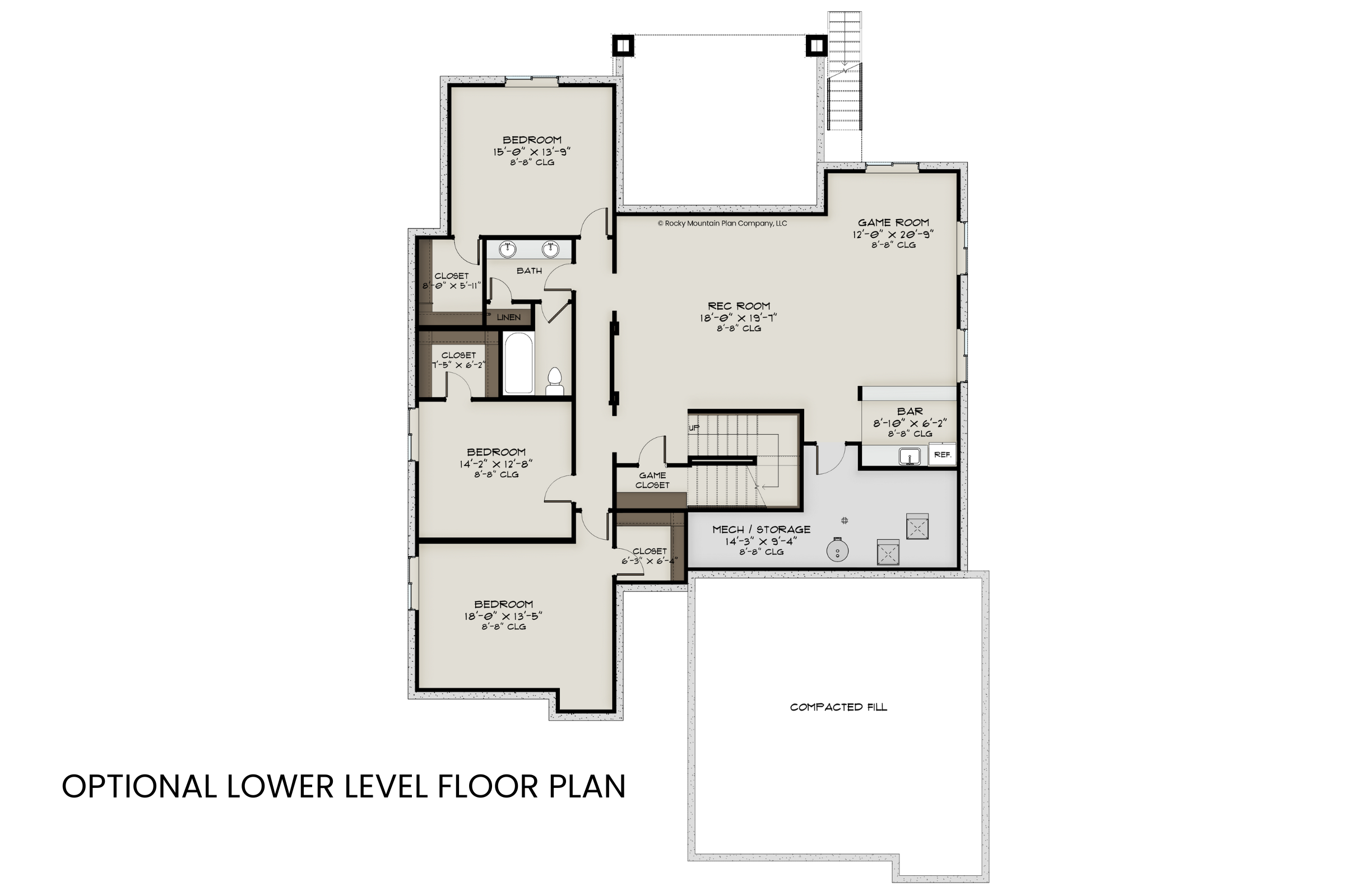 Three-Bedroom-Ranch-House-Plan-with-Lower-Level-Expansion-Lower-Level-Floor-Plan-Rocky-Mountain-Plan-Company-Vail-Pass