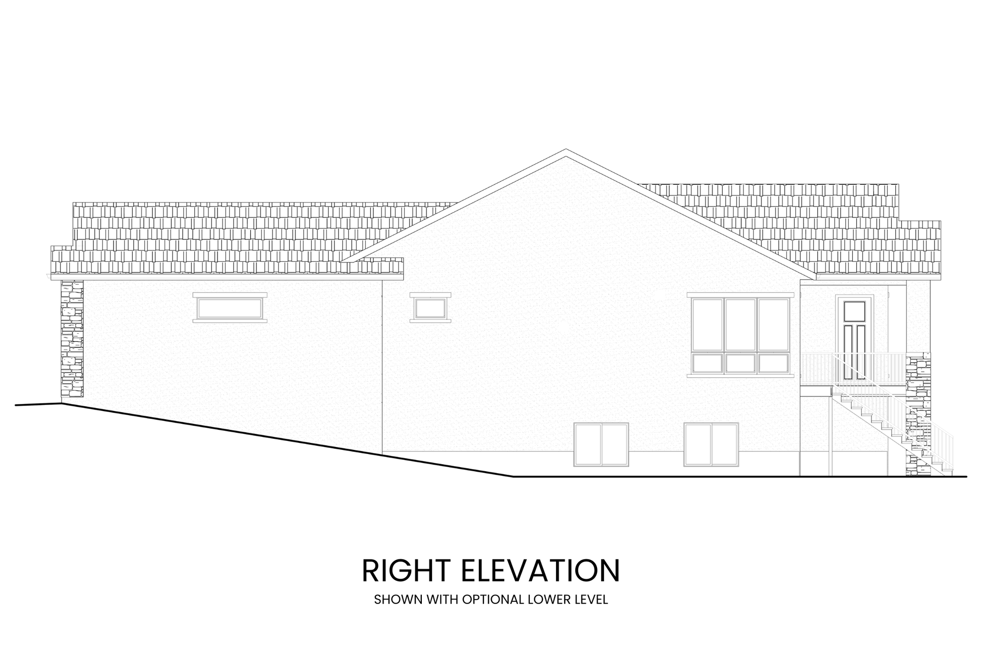 Three-Bedroom-Ranch-House-Plan-with-Lower-Level-Expansion-Right-Elevation-Rocky-Mountain-Plan-Company-Vail-Pass