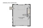 Goat Hill garage level floor plan — 720 sf two-car garage with rear access door — Rocky Mountain Plan Company