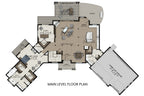 Abrams Mountain main level floor plan — 2,450 sf, main-level living, vaulted great room — Rocky Mountain Plan Company