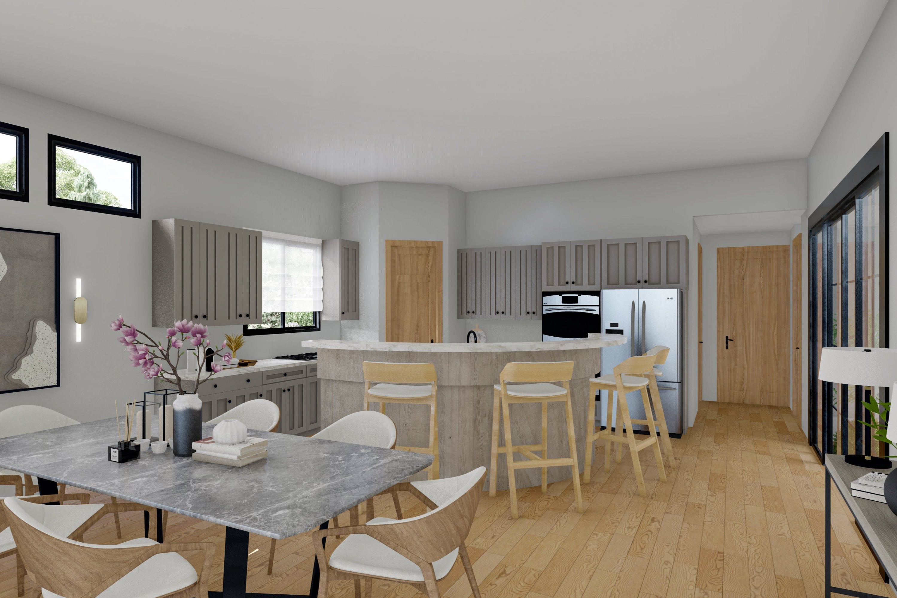 Modern-Craftsman-Ranch-Plan-Kitchen-View-Rocky-Mountain-Plan-Company-Sequoia