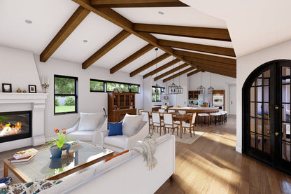 Spanish-Revival-Courtyard-Ranch-Plan-Interior-View-Rocky-Mountain-Plan-Company-Coast-Redwood